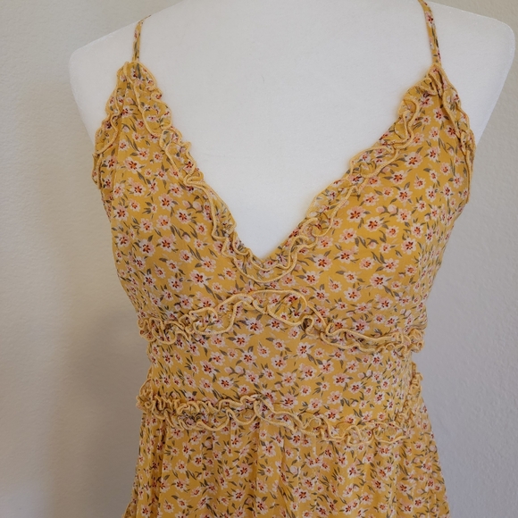 Trixxi Yellow Spaghetti Strap Mini Dress SZ L - Picture 2 of 9